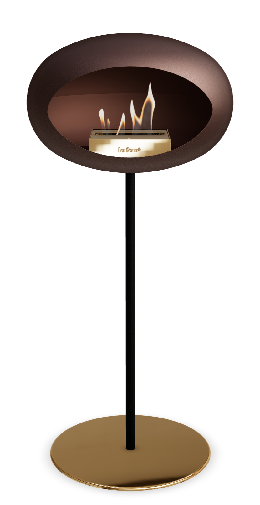 Le Feu GROUND STEEL HIGH Mokka Ø 25 mm – Rohr Schwarz, Brenner Roségold, Bodenplatte Roségold