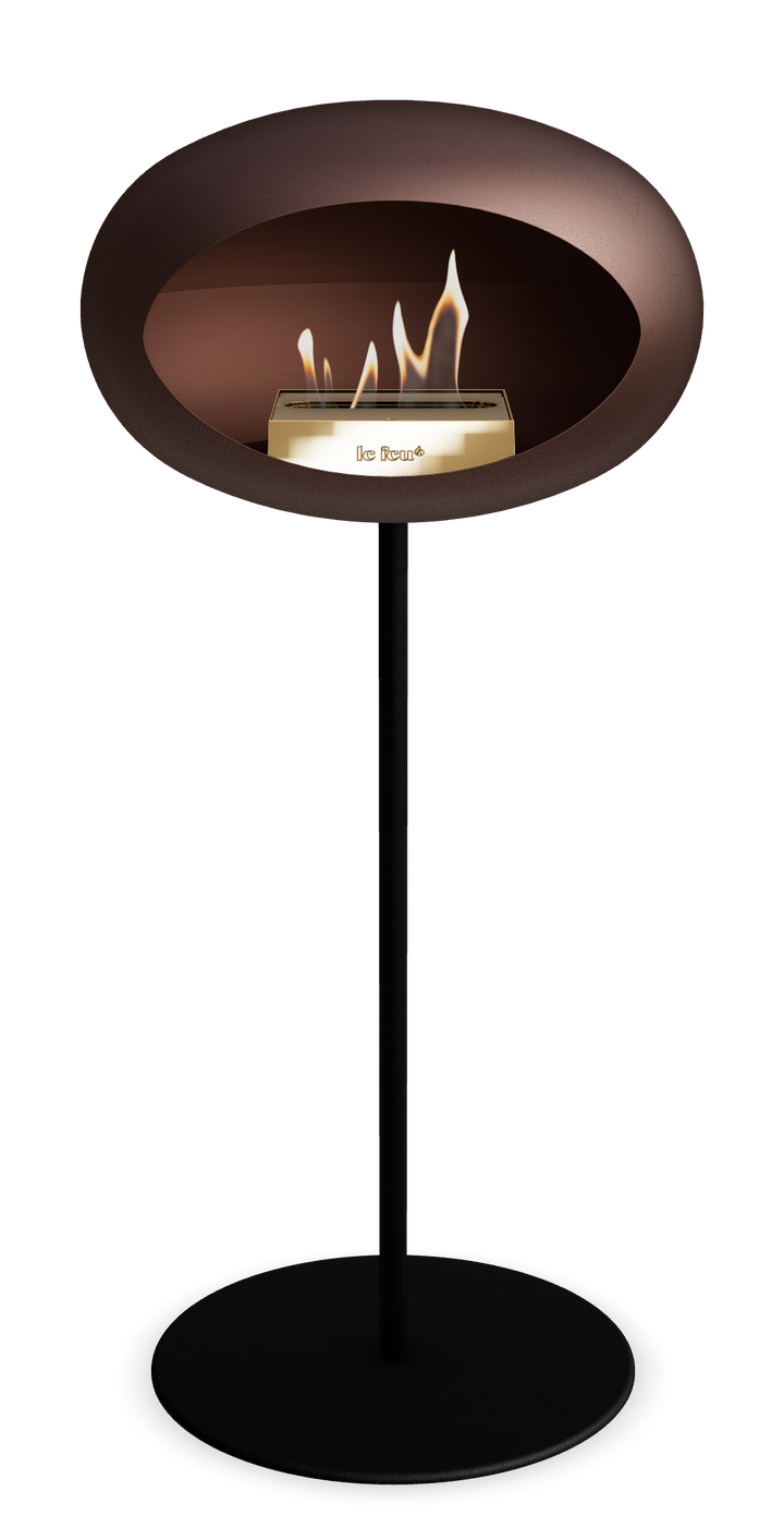 Le Feu GROUND STEEL HIGH Mokka Ø 25 mm – Rohr Schwarz, Brenner Roségold, Bodenplatte Schwarz