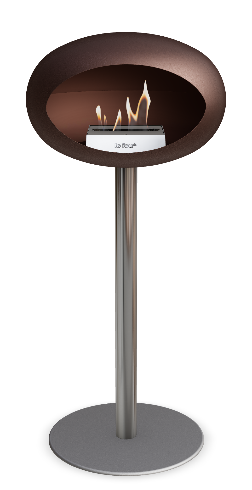 Le Feu GROUND STEEL HIGH Mokka Ø 60 mm – Rohr Edelstahl, Brenner Edelstahl, Bodenplatte Nickel