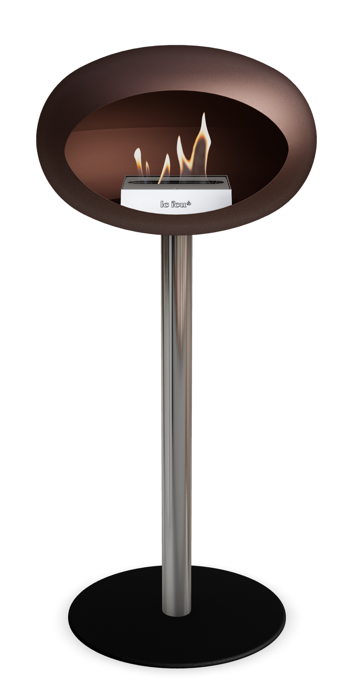 Le Feu GROUND STEEL HIGH Mokka Ø 60 mm – Rohr Edelstahl, Brenner Edelstahl, Bodenplatte Schwarz