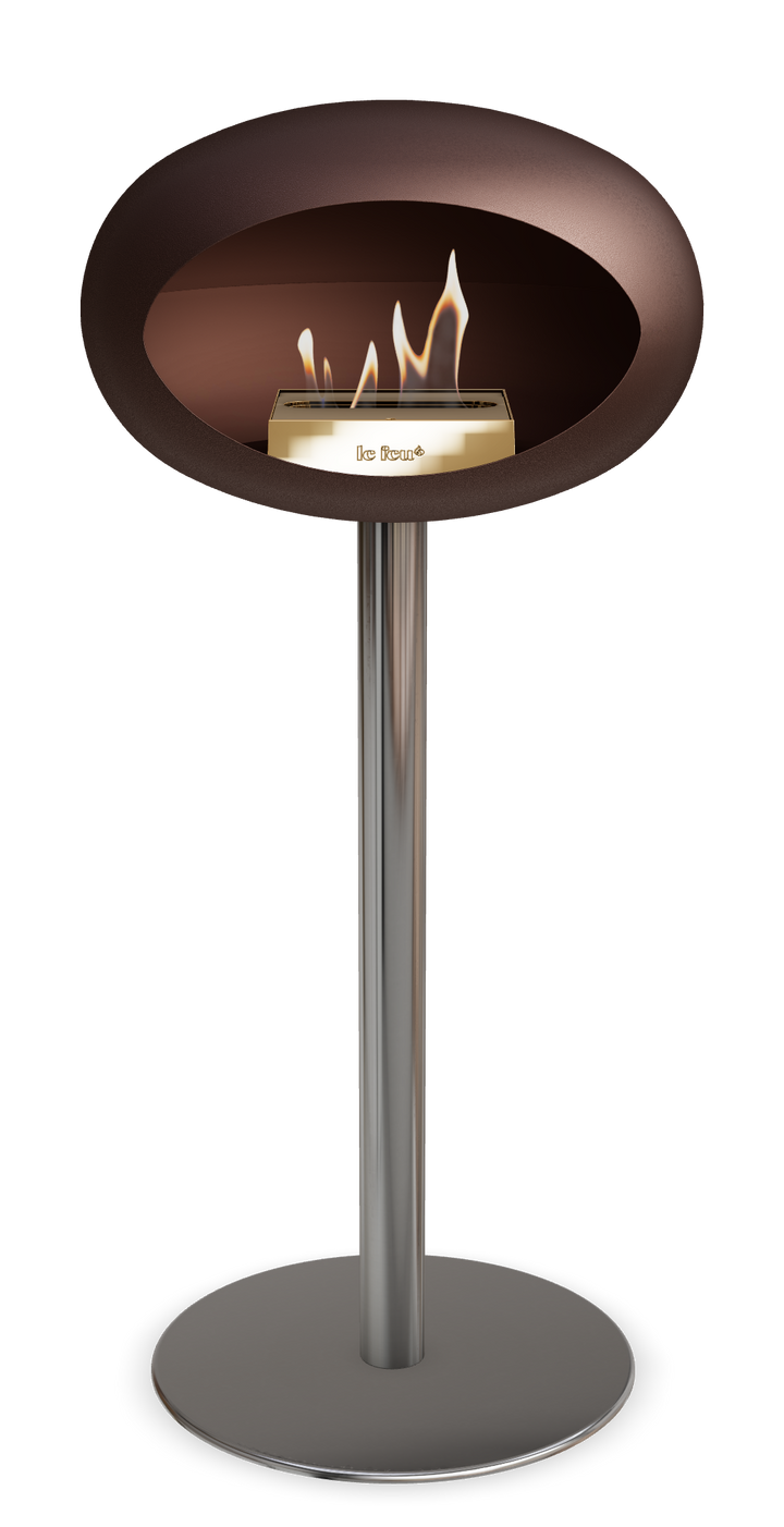Le Feu GROUND STEEL HIGH Mokka Ø 60 mm – Rohr Edelstahl, Brenner Roségold, Bodenplatte Edelstahl