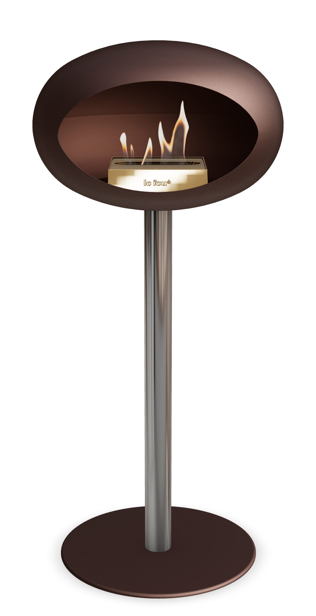 Le Feu GROUND STEEL HIGH Mokka Ø 60 mm – Rohr Edelstahl, Brenner Roségold, Bodenplatte Mokka