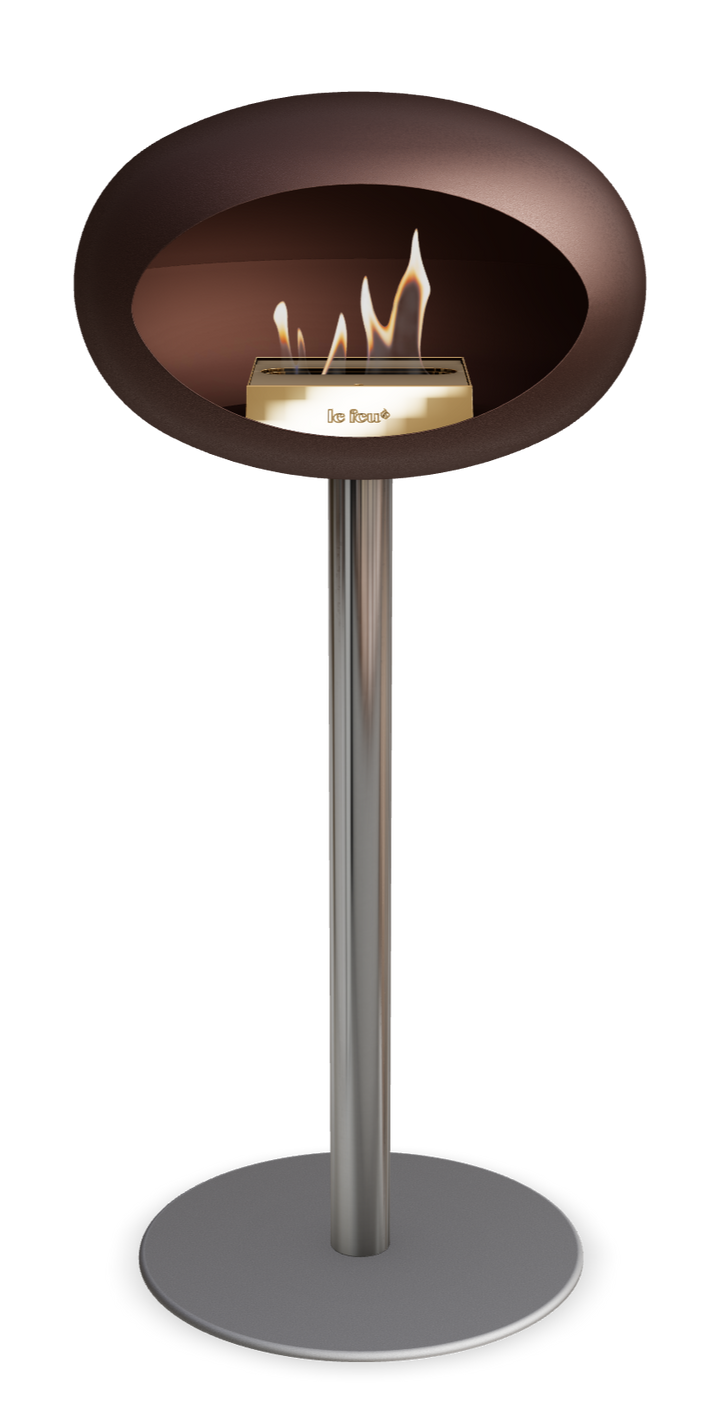 Le Feu GROUND STEEL HIGH Mokka Ø 60 mm – Rohr Edelstahl, Brenner Roségold, Bodenplatte Nickel