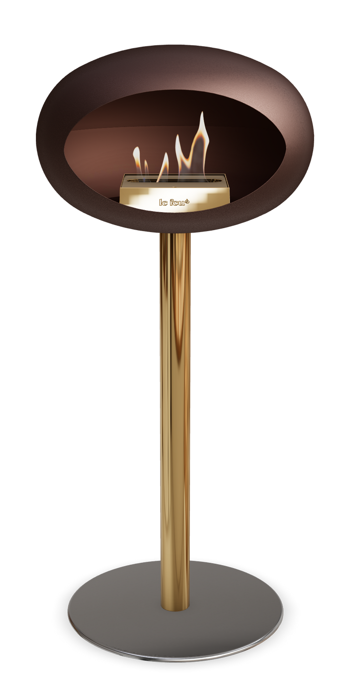 Le Feu GROUND STEEL HIGH Mokka Ø 60 mm – Rohr Roségold, Brenner Roségold, Bodenplatte Edelstahl
