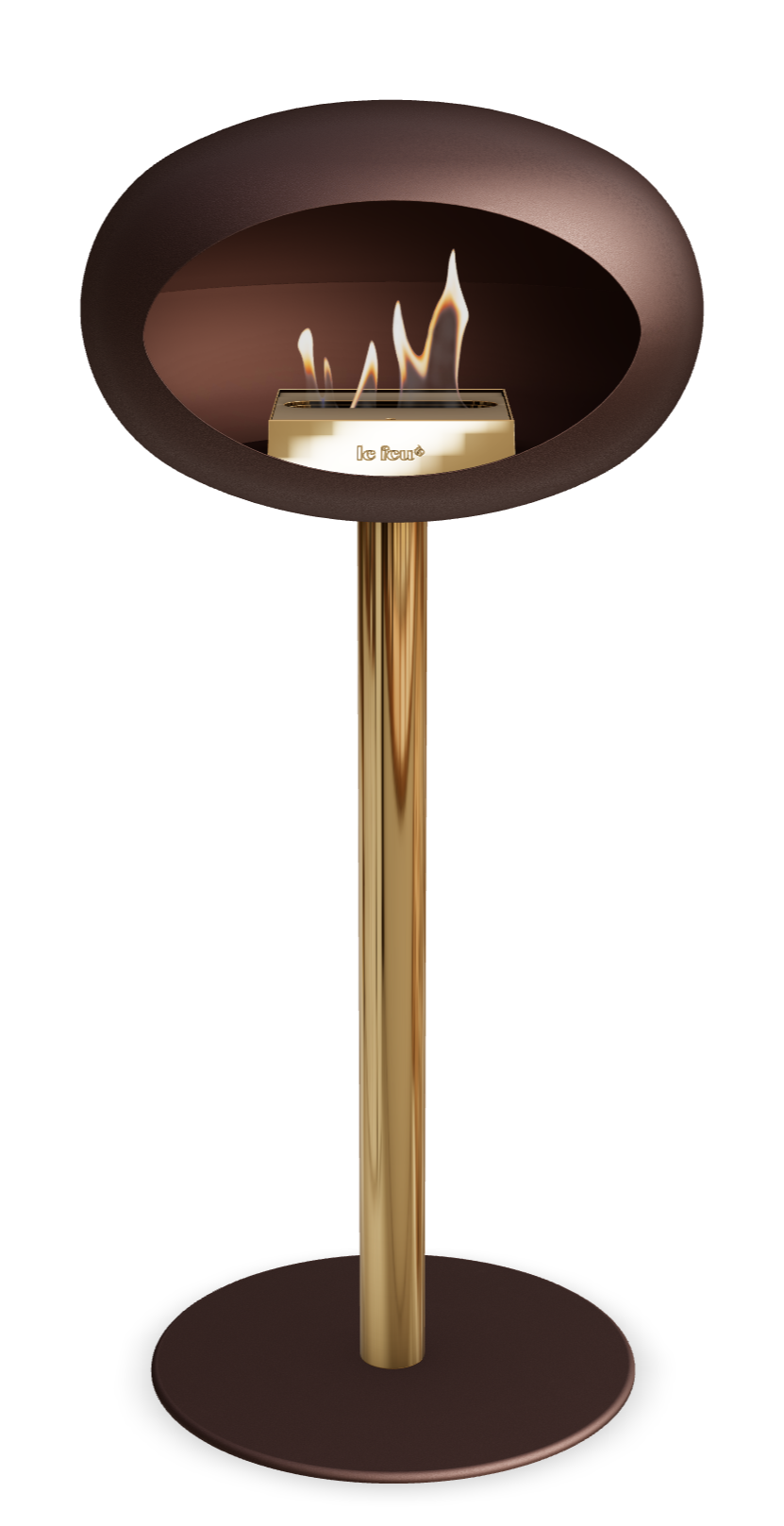 Le Feu GROUND STEEL HIGH Mokka Ø 60 mm – Rohr Roségold, Brenner Roségold, Bodenplatte Mokka