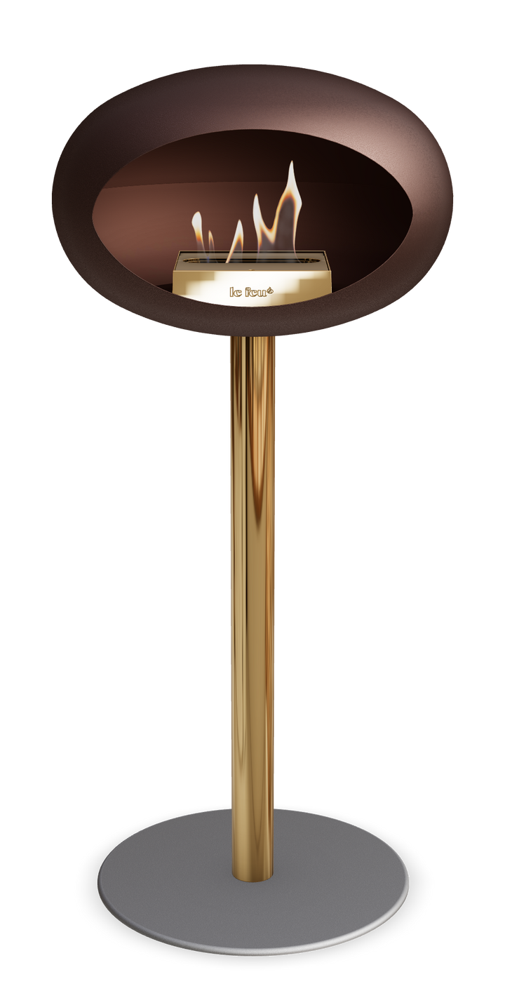Le Feu GROUND STEEL HIGH Mokka Ø 60 mm – Rohr Roségold, Brenner Roségold, Bodenplatte Nickel