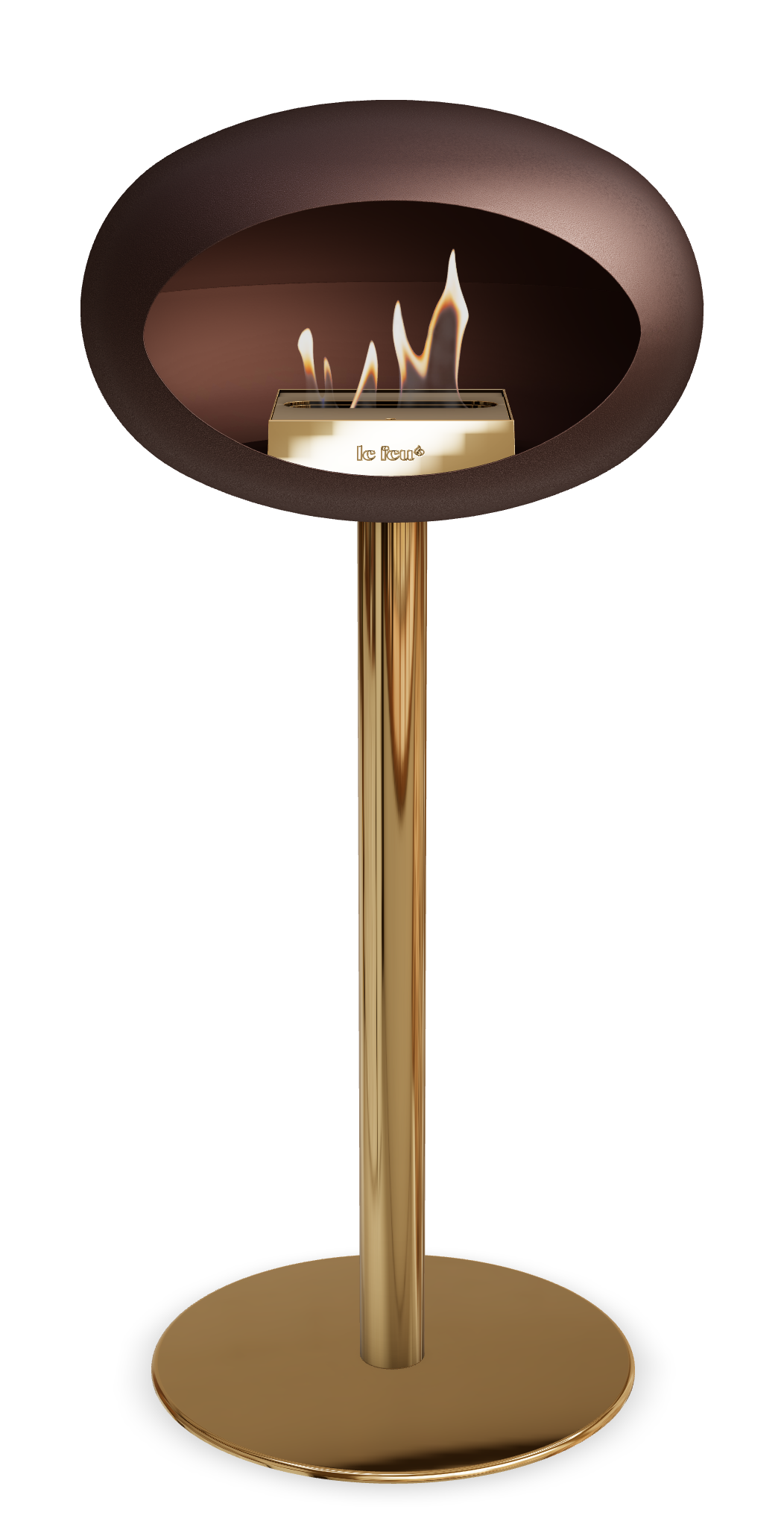 Le Feu GROUND STEEL HIGH Mokka Ø 60 mm – Rohr Roségold, Brenner Roségold, Bodenplatte Roségold