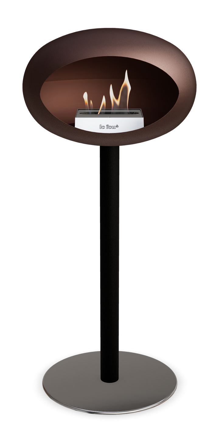 Le Feu GROUND STEEL HIGH Mokka Ø 60 mm – Rohr Schwarz, Brenner Edelstahl, Bodenplatte Edelstahl