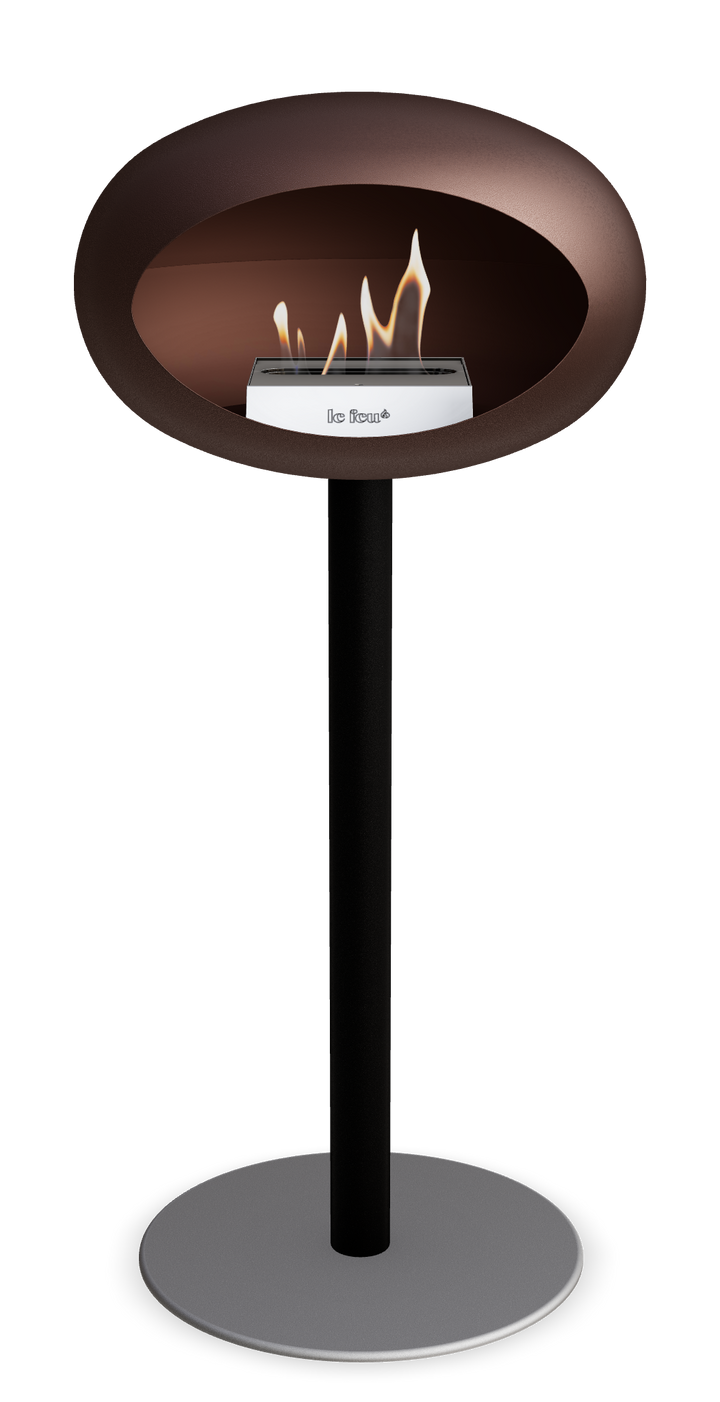 Le Feu GROUND STEEL HIGH Mokka Ø 60 mm – Rohr Schwarz, Brenner Edelstahl, Bodenplatte Nickel