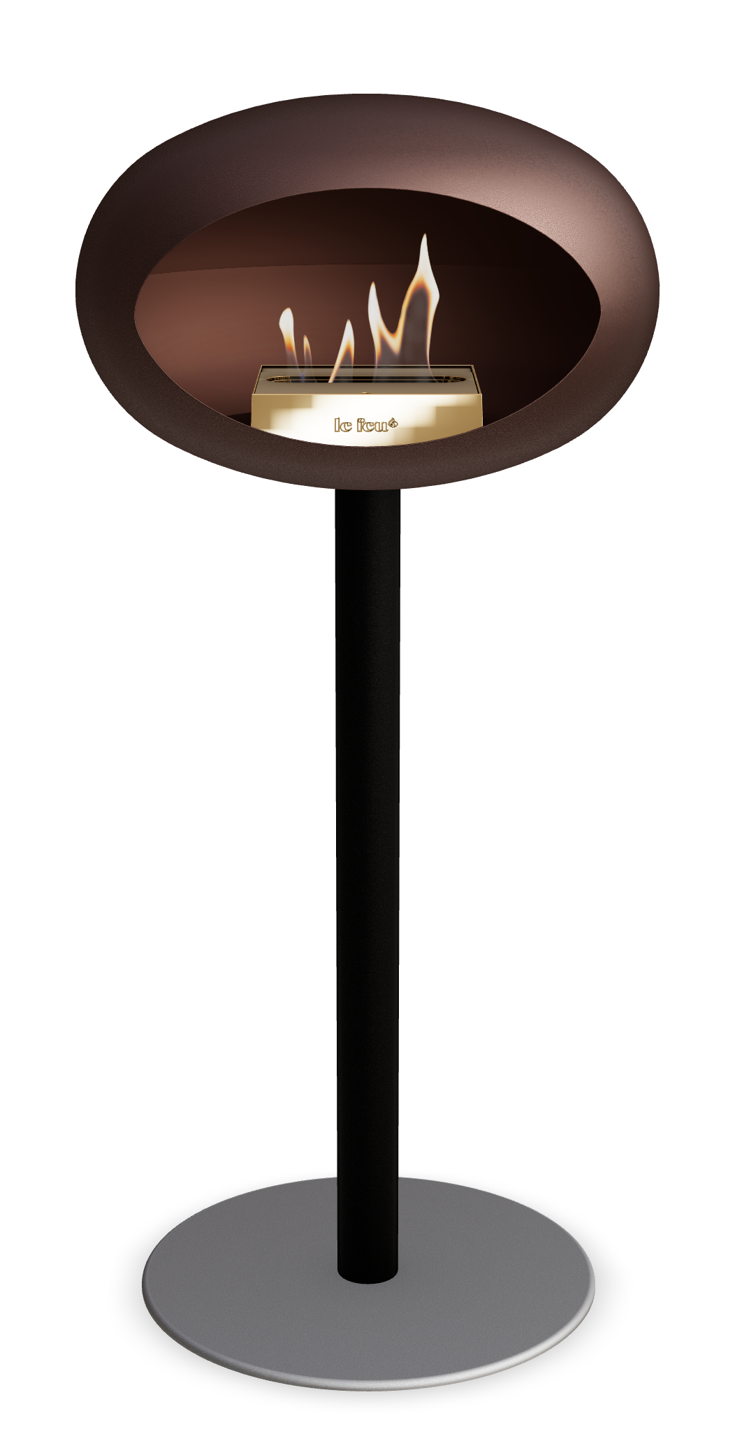 Le Feu GROUND STEEL HIGH Mokka Ø 60 mm – Rohr Schwarz, Brenner Roségold, Bodenplatte Nickel