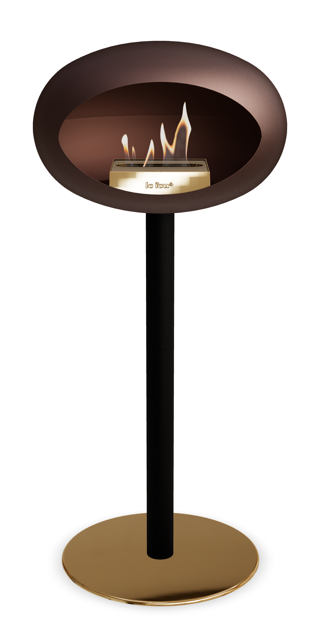 Le Feu GROUND STEEL HIGH Mokka Ø 60 mm – Rohr Schwarz, Brenner Roségold, Bodenplatte Roségold