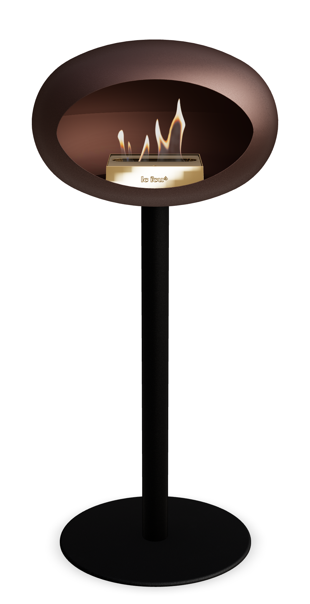 Le Feu GROUND STEEL HIGH Mokka Ø 60 mm – Rohr Schwarz, Brenner Roségold, Bodenplatte Schwarz