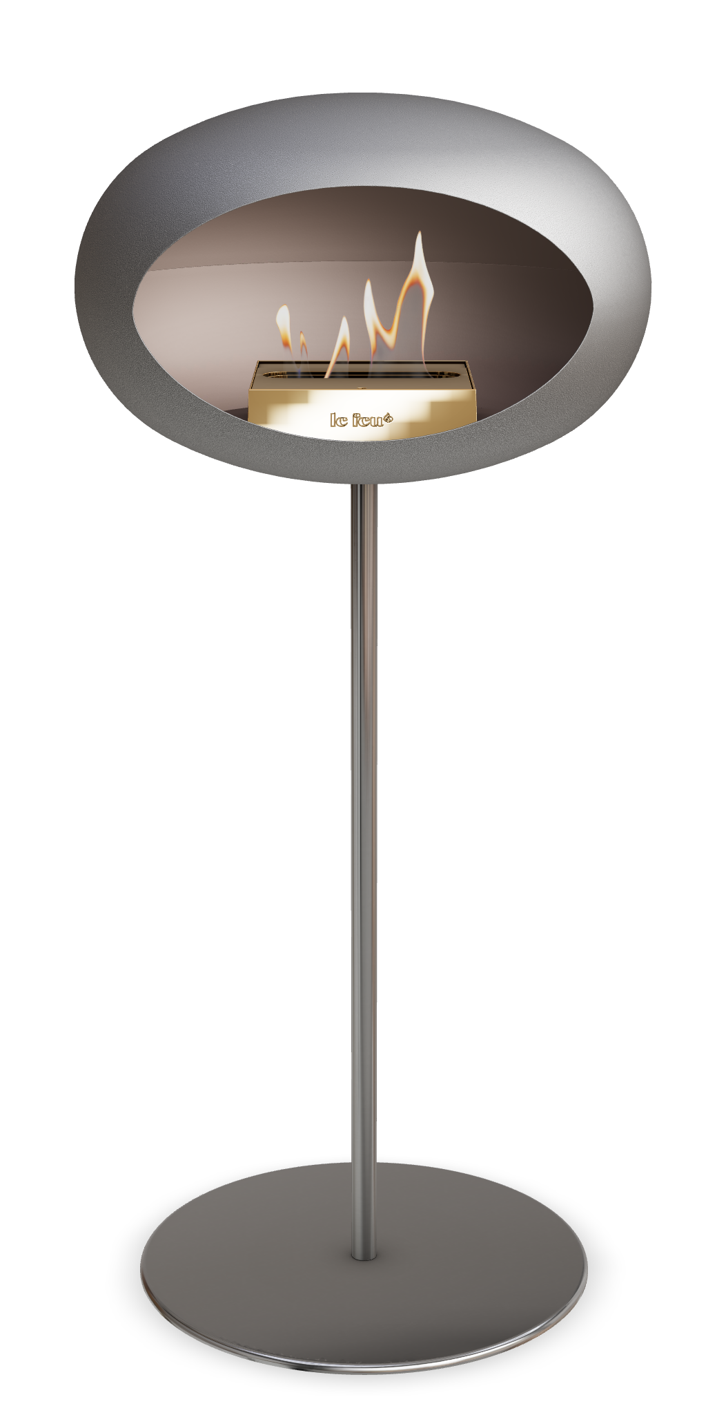 Le Feu GROUND STEEL HIGH Nickel Ø 25 mm – Rohr Edelstahl, Brenner Roségold, Bodenplatte Edelstahl