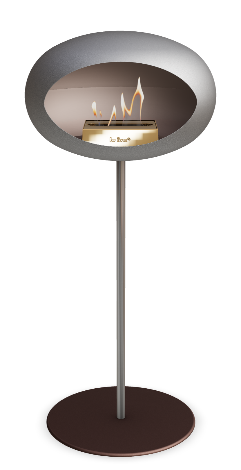 Le Feu GROUND STEEL HIGH Nickel Ø 25 mm – Rohr Edelstahl, Brenner Roségold, Bodenplatte Mokka