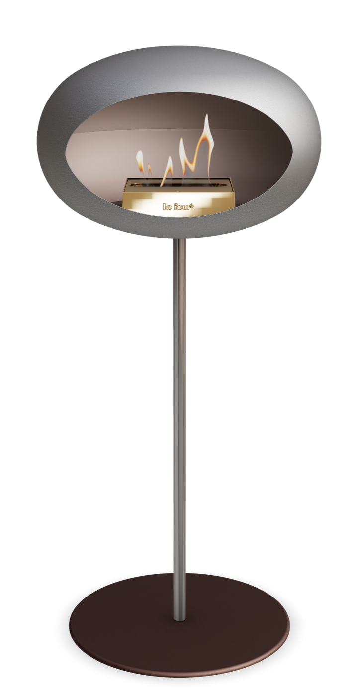 Le Feu GROUND STEEL HIGH Nickel Ø 25 mm – Rohr Edelstahl, Brenner Roségold, Bodenplatte Mokka