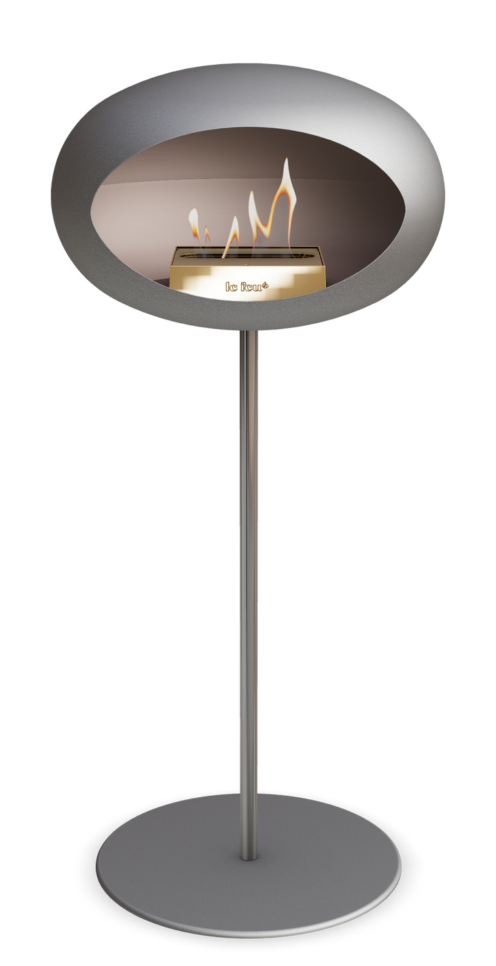 Le Feu GROUND STEEL HIGH Nickel Ø 25 mm – Rohr Edelstahl, Brenner Roségold, Bodenplatte Nickel