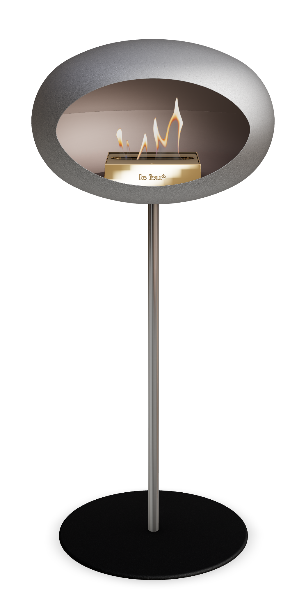Le Feu GROUND STEEL HIGH Nickel Ø 25 mm – Rohr Edelstahl, Brenner Roségold, Bodenplatte Schwarz