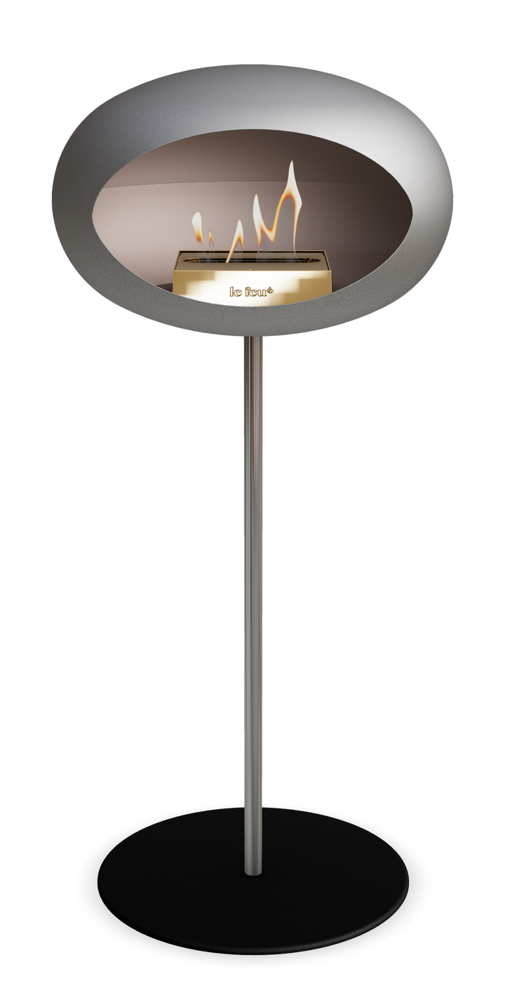 Le Feu GROUND STEEL HIGH Nickel Ø 25 mm – Rohr Edelstahl, Brenner Roségold, Bodenplatte Schwarz