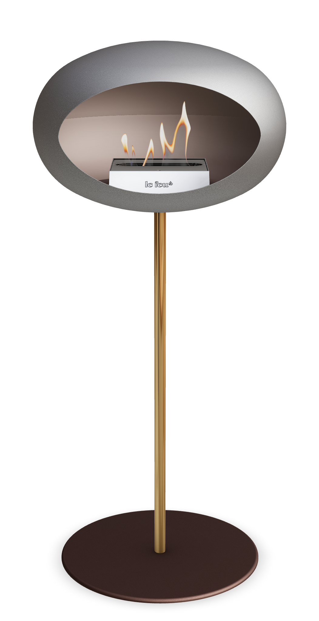 Le Feu GROUND STEEL HIGH Nickel Ø 25 mm – Rohr Roségold, Brenner Edelstahl, Bodenplatte Mokka