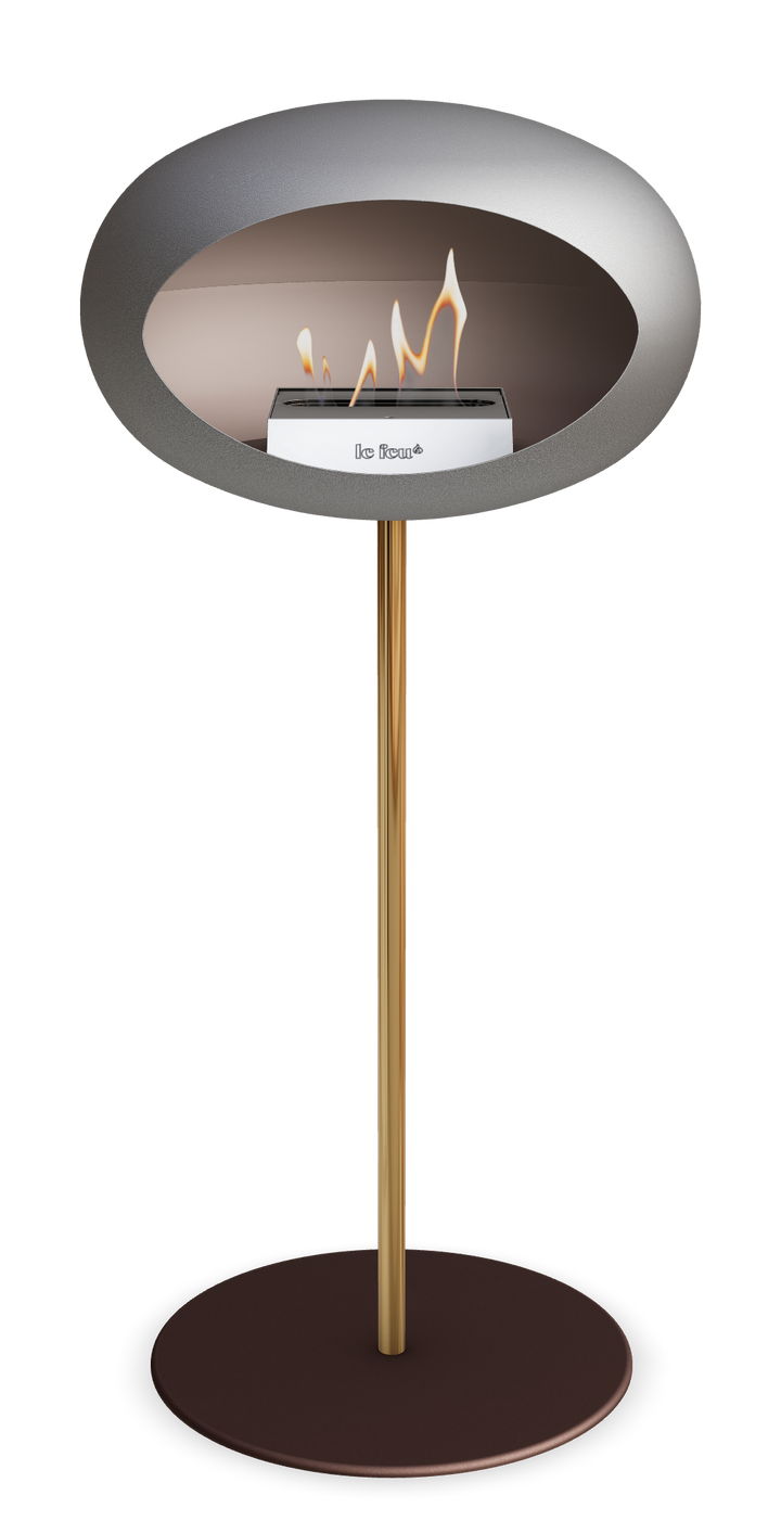 Le Feu GROUND STEEL HIGH Nickel Ø 25 mm – Rohr Roségold, Brenner Edelstahl, Bodenplatte Mokka