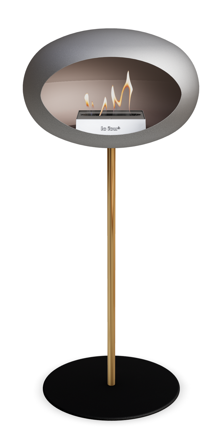 Le Feu GROUND STEEL HIGH Nickel Ø 25 mm – Rohr Roségold, Brenner Edelstahl, Bodenplatte Schwarz