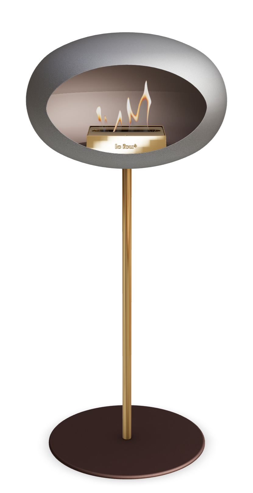 Le Feu GROUND STEEL HIGH Nickel Ø 25 mm – Rohr Roségold, Brenner Roségold, Bodenplatte Mokka