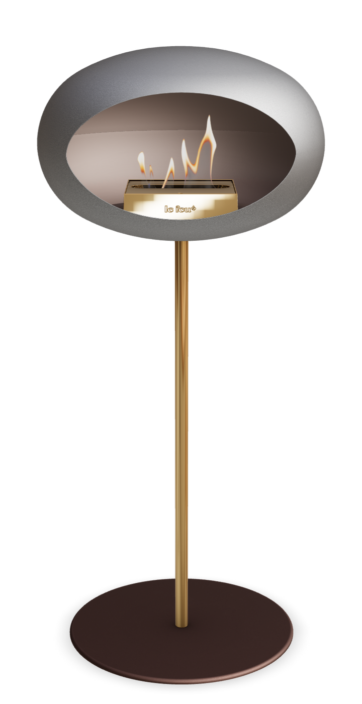 Le Feu GROUND STEEL HIGH Nickel Ø 25 mm – Rohr Roségold, Brenner Roségold, Bodenplatte Mokka