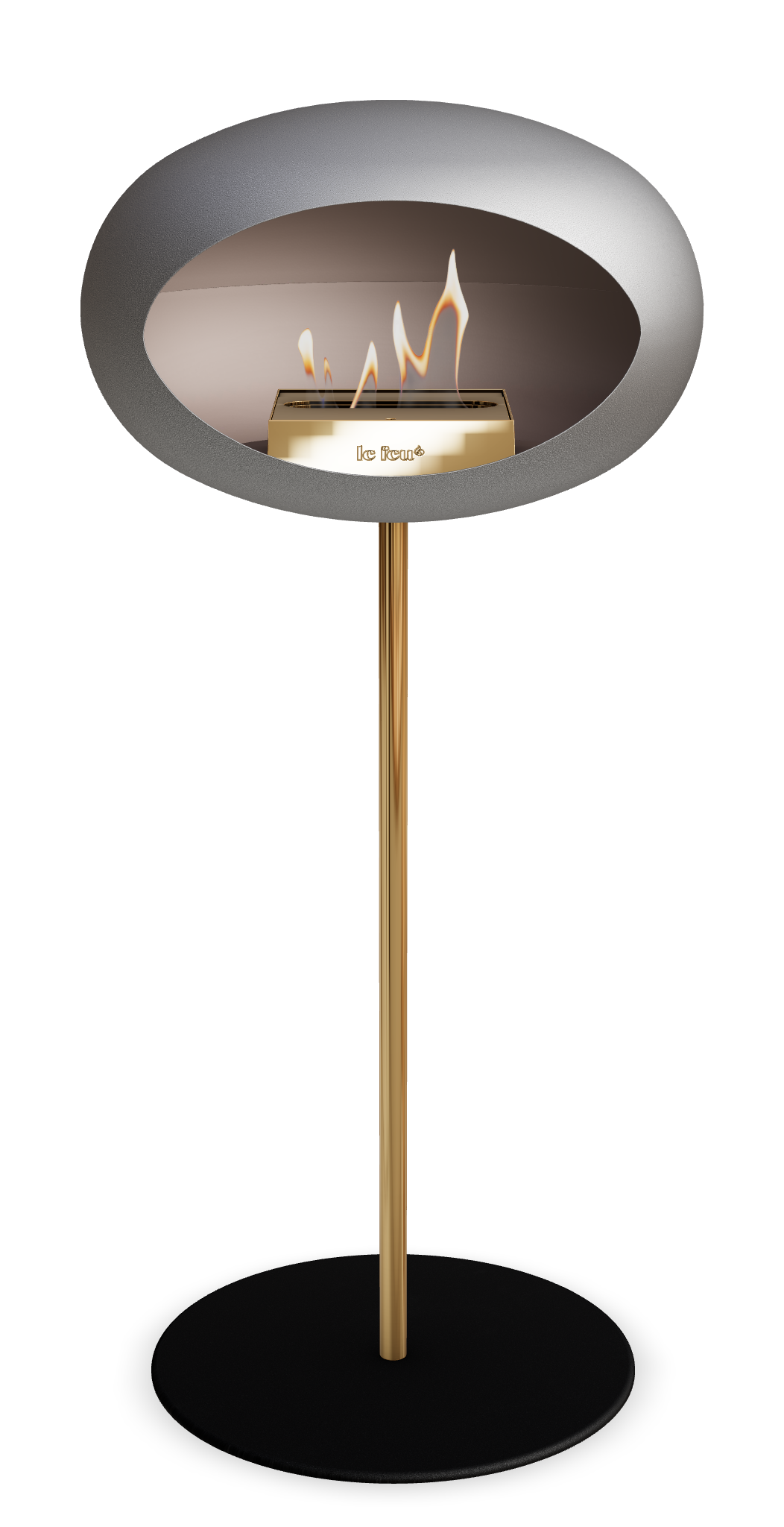 Le Feu GROUND STEEL HIGH Nickel Ø 25 mm – Rohr Roségold, Brenner Roségold, Bodenplatte Schwarz
