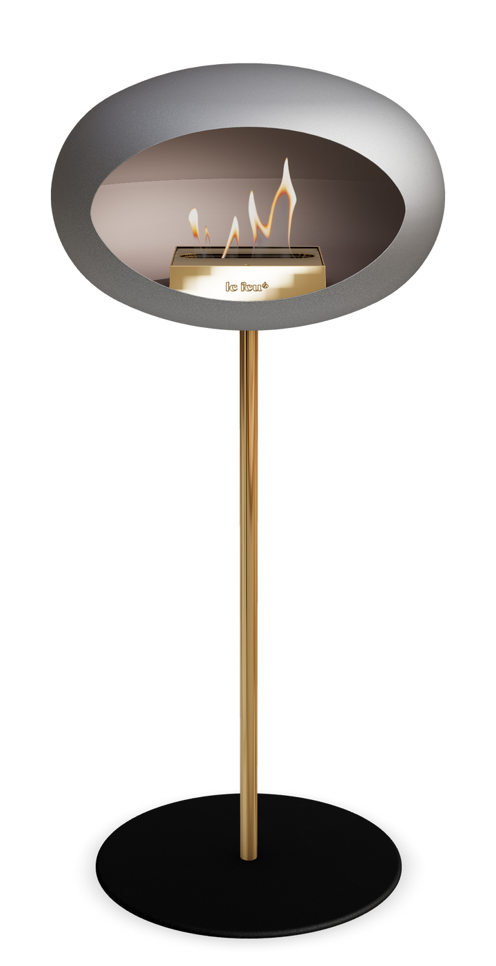 Le Feu GROUND STEEL HIGH Nickel Ø 25 mm – Rohr Roségold, Brenner Roségold, Bodenplatte Schwarz