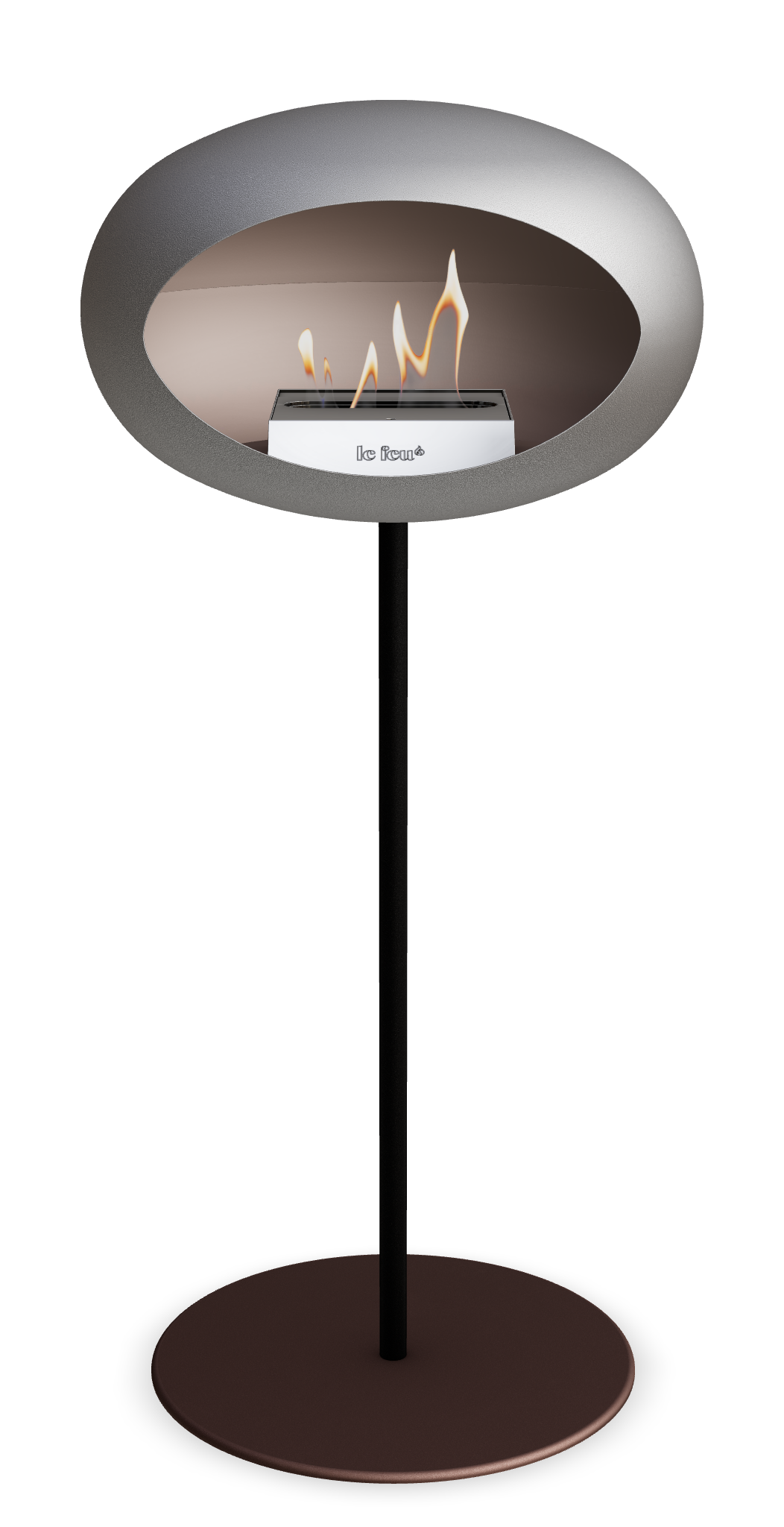 Le Feu GROUND STEEL HIGH Nickel Ø 25 mm – Rohr Schwarz, Brenner Edelstahl, Bodenplatte Mokka