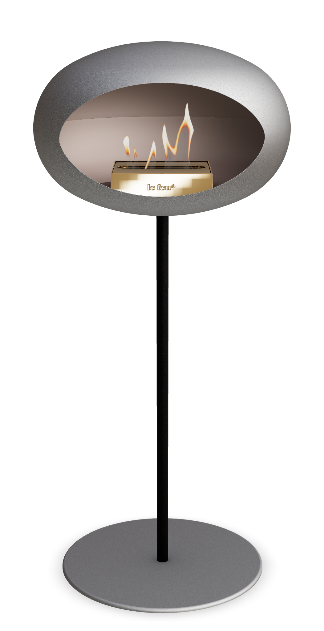 Le Feu GROUND STEEL HIGH Nickel Ø 25 mm – Rohr Schwarz, Brenner Roségold, Bodenplatte Nickel