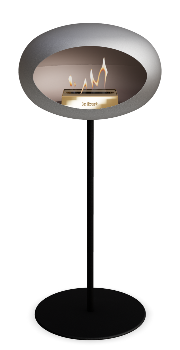 Le Feu GROUND STEEL HIGH Nickel Ø 25 mm – Rohr Schwarz, Brenner Roségold, Bodenplatte Schwarz