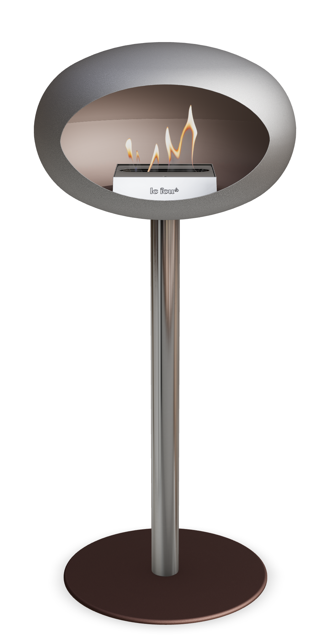 Le Feu GROUND STEEL HIGH Nickel Ø 60 mm – Rohr Edelstahl, Brenner Edelstahl, Bodenplatte Mokka