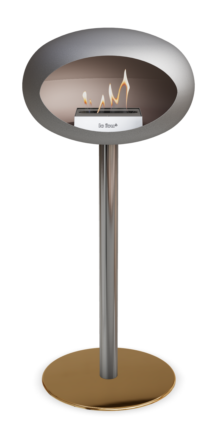 Le Feu GROUND STEEL HIGH Nickel Ø 60 mm – Rohr Edelstahl, Brenner Edelstahl, Bodenplatte Roségold
