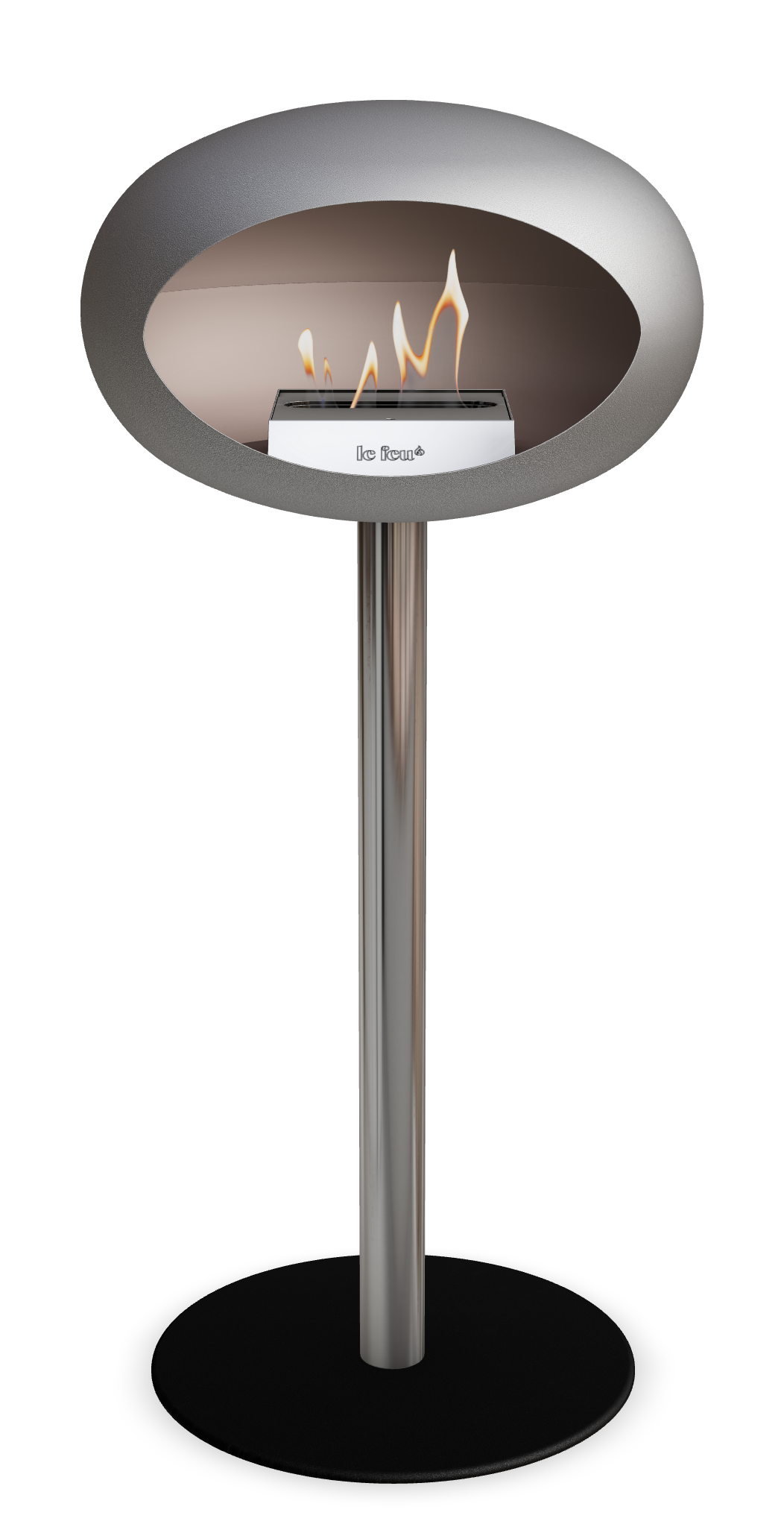 Le Feu GROUND STEEL HIGH Nickel Ø 60 mm – Rohr Edelstahl, Brenner Edelstahl, Bodenplatte Schwarz