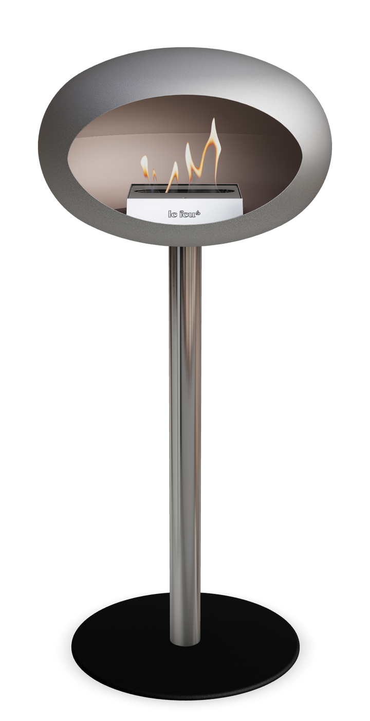 Le Feu GROUND STEEL HIGH Nickel Ø 60 mm – Rohr Edelstahl, Brenner Edelstahl, Bodenplatte Schwarz