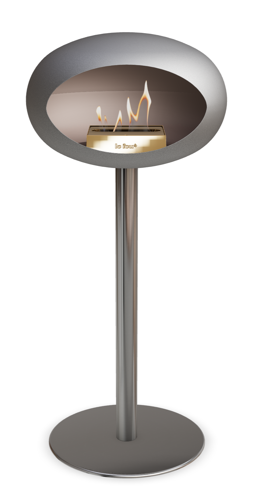 Le Feu GROUND STEEL HIGH Nickel Ø 60 mm – Rohr Edelstahl, Brenner Roségold, Bodenplatte Edelstahl