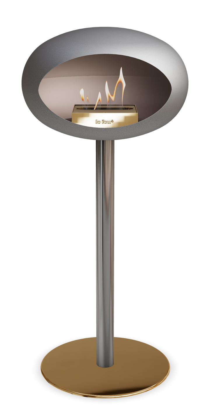 Le Feu GROUND STEEL HIGH Nickel Ø 60 mm – Rohr Edelstahl, Brenner Roségold, Bodenplatte Roségold