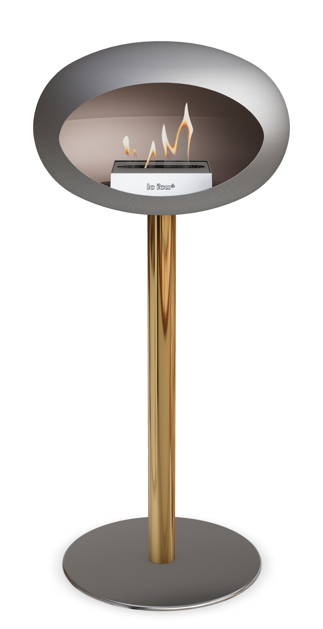 Le Feu GROUND STEEL HIGH Nickel Ø 60 mm – Rohr Roségold, Brenner Edelstahl, Bodenplatte Edelstahl