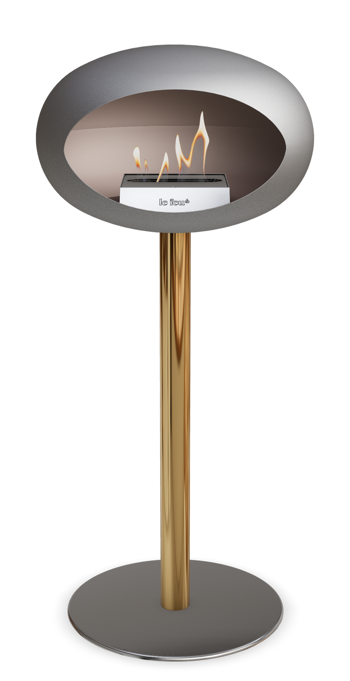 Le Feu GROUND STEEL HIGH Nickel Ø 60 mm – Rohr Roségold, Brenner Edelstahl, Bodenplatte Edelstahl