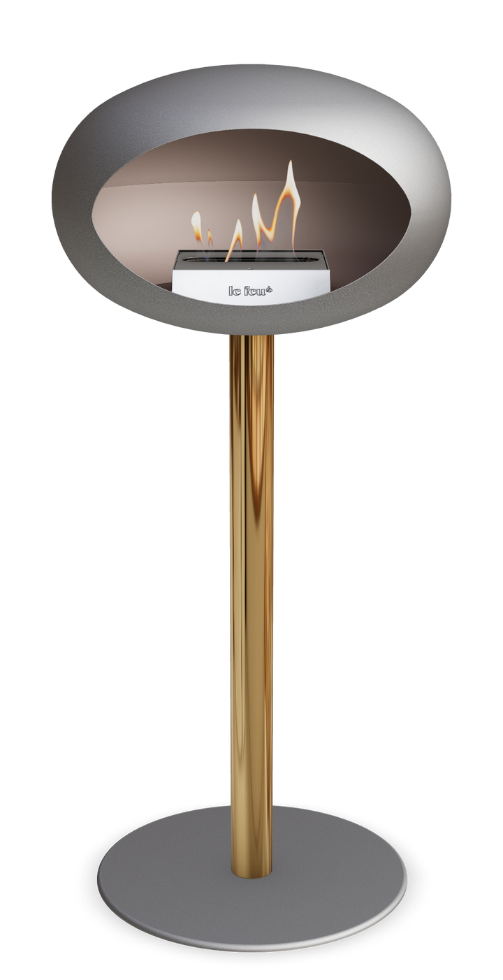 Le Feu GROUND STEEL HIGH Nickel Ø 60 mm – Rohr Roségold, Brenner Edelstahl, Bodenplatte Nickel