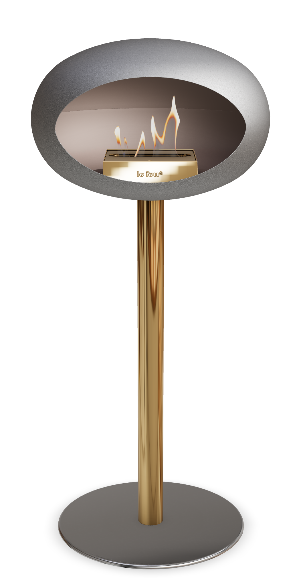 Le Feu GROUND STEEL HIGH Nickel Ø 60 mm – Rohr Roségold, Brenner Roségold, Bodenplatte Edelstahl