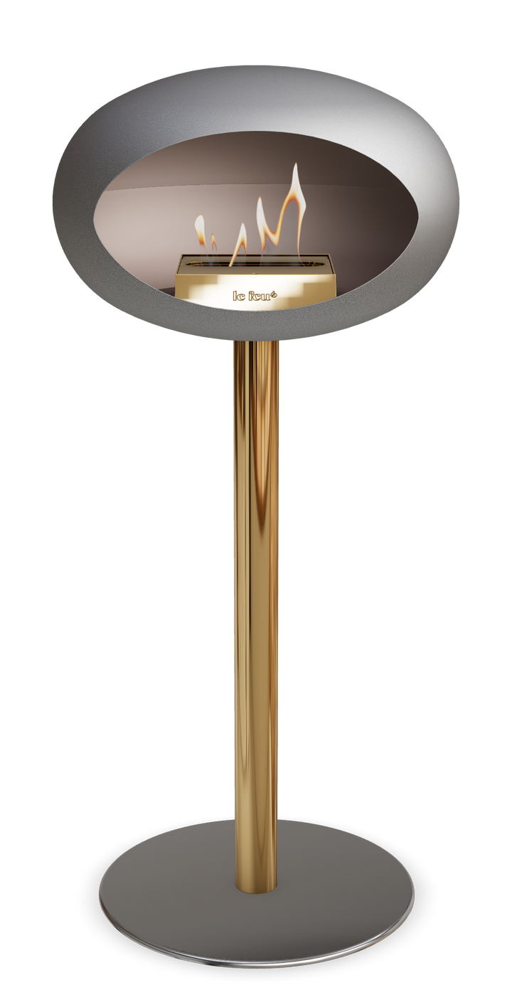 Le Feu GROUND STEEL HIGH Nickel Ø 60 mm – Rohr Roségold, Brenner Roségold, Bodenplatte Edelstahl