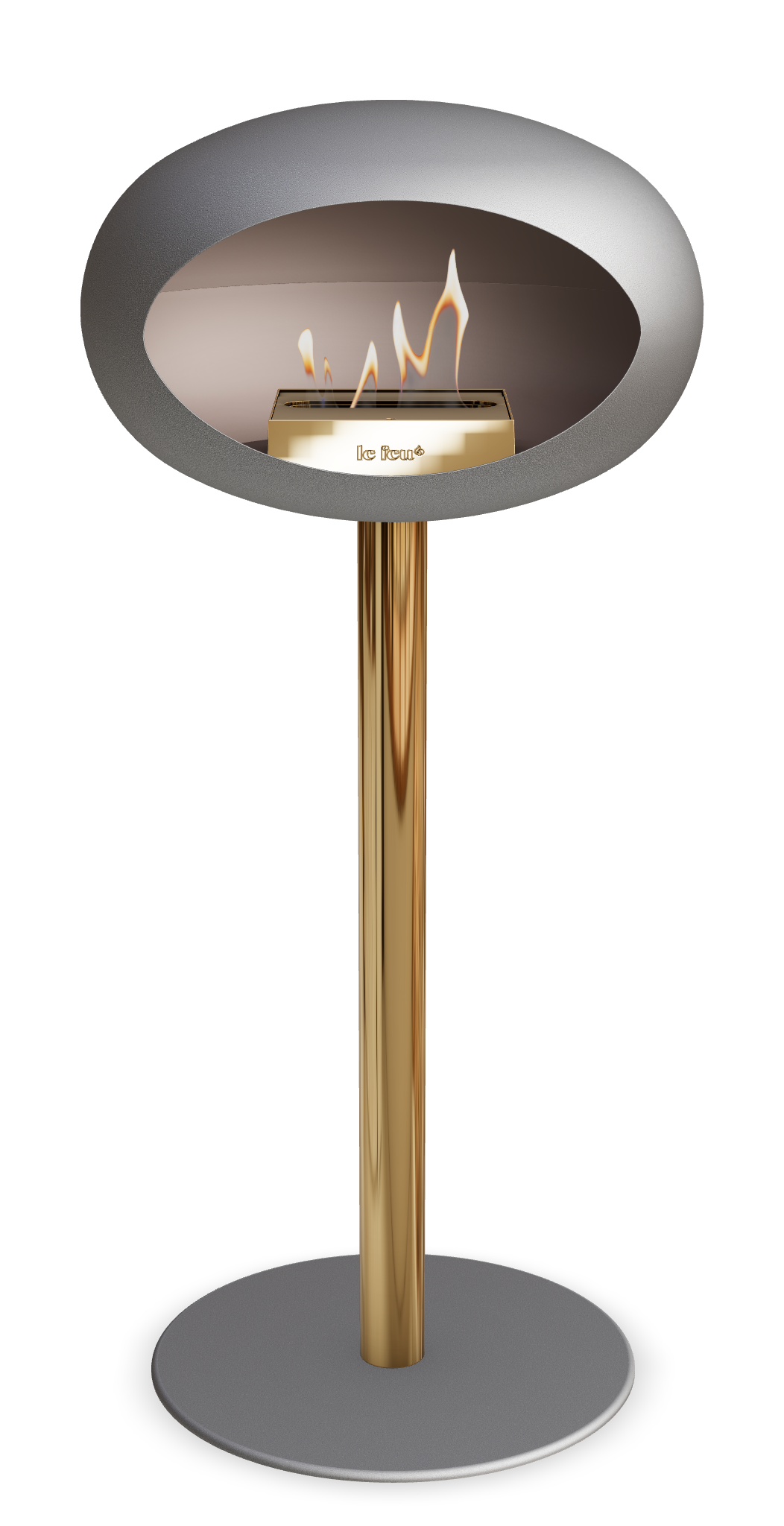 Le Feu GROUND STEEL HIGH Nickel Ø 60 mm – Rohr Roségold, Brenner Roségold, Bodenplatte Nickel