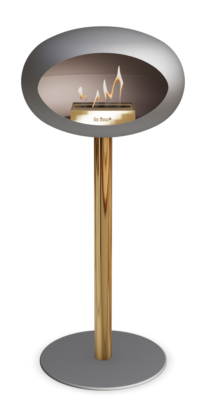 Le Feu GROUND STEEL HIGH Nickel Ø 60 mm – Rohr Roségold, Brenner Roségold, Bodenplatte Nickel