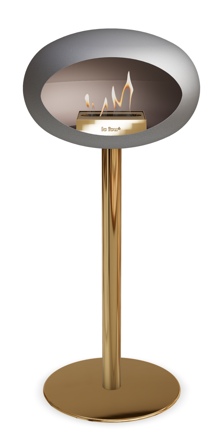 Le Feu GROUND STEEL HIGH Nickel Ø 60 mm – Rohr Roségold, Brenner Roségold, Bodenplatte Roségold