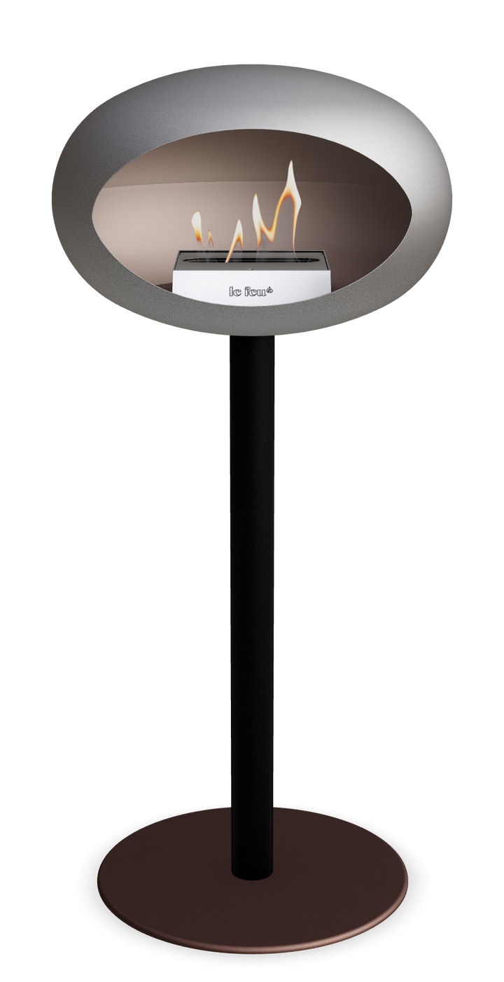 Le Feu GROUND STEEL HIGH Nickel Ø 60 mm – Rohr Schwarz, Brenner Edelstahl, Bodenplatte Mokka