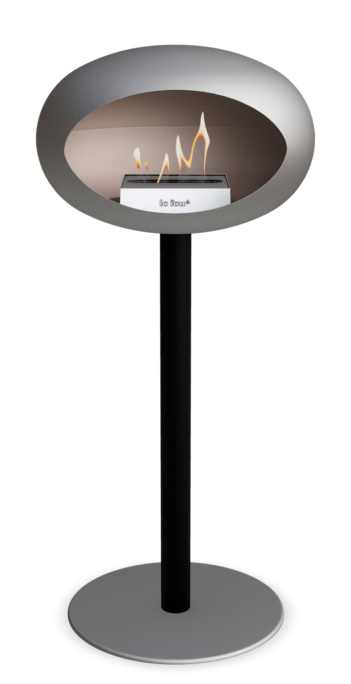 Le Feu GROUND STEEL HIGH Nickel Ø 60 mm – Rohr Schwarz, Brenner Edelstahl, Bodenplatte Nickel