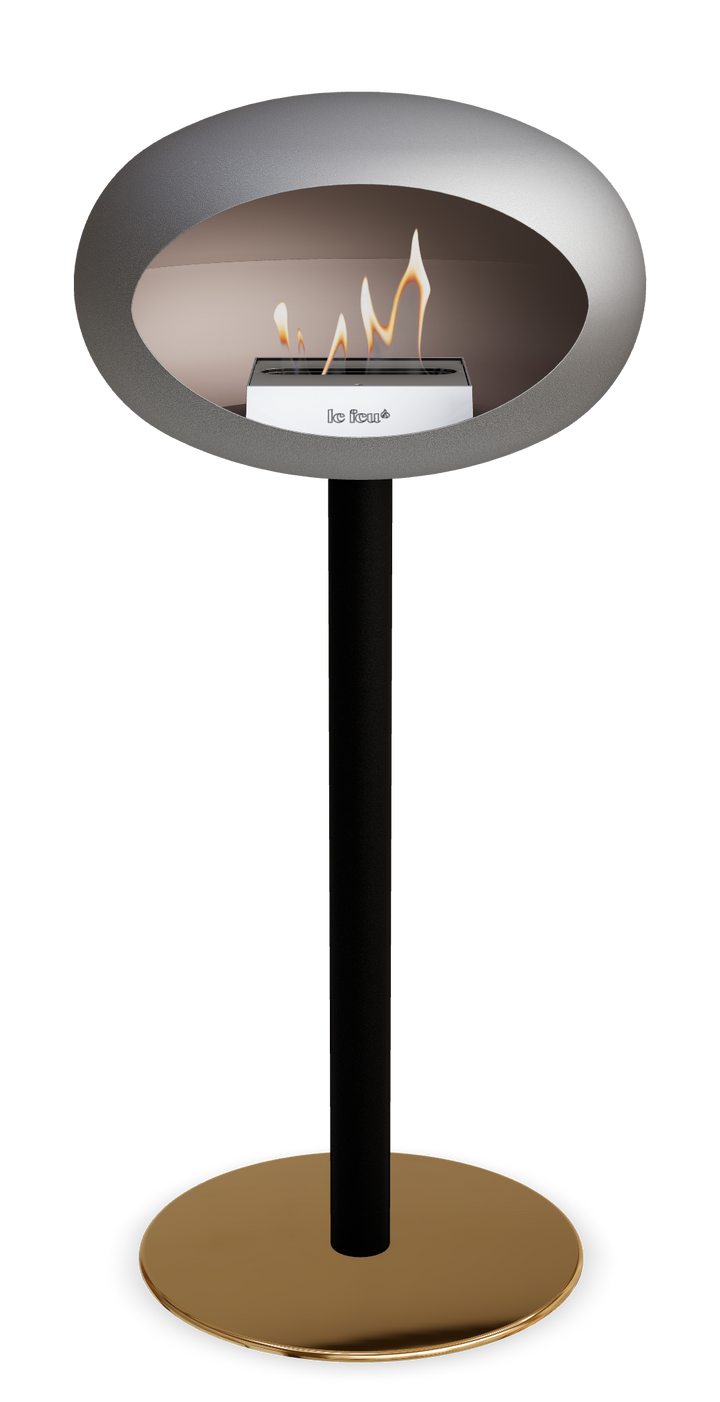 Le Feu GROUND STEEL HIGH Nickel Ø 60 mm – Rohr Schwarz, Brenner Edelstahl, Bodenplatte Roségold