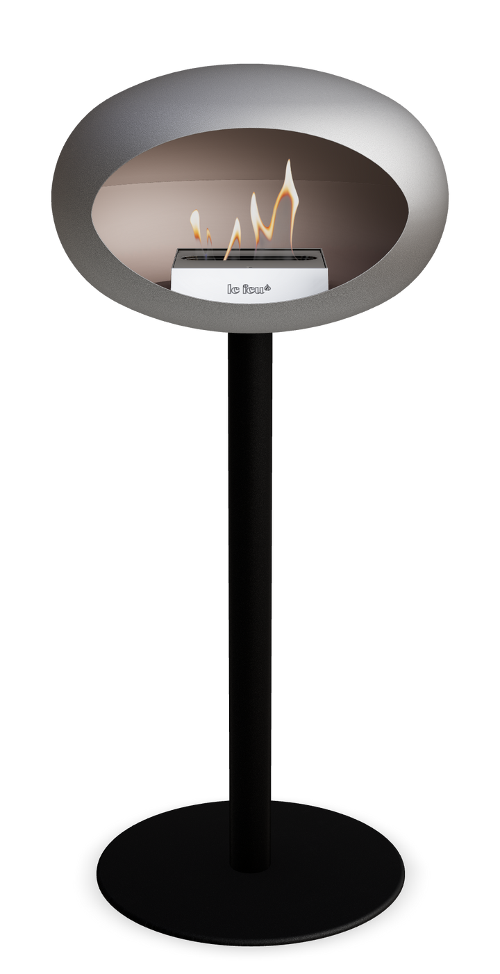 Le Feu GROUND STEEL HIGH Nickel Ø 60 mm – Rohr Schwarz, Brenner Edelstahl, Bodenplatte Schwarz